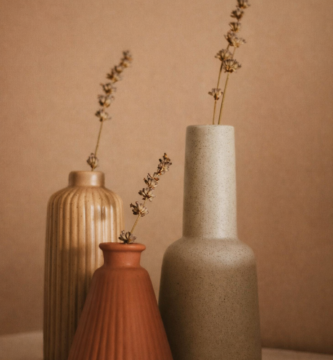 minimalist ceramic vase decor with dried flowers neutral home aesthetic
