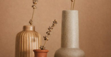minimalist ceramic vase decor with dried flowers neutral home aesthetic