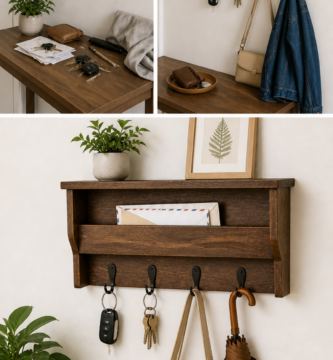 entryway key holder decor wall organizer with shelf