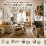 cozy small apartment living room with multifunctional furniture and modern neutral decor