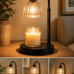 aesthetic home decor with cozy ambient lighting and candle warmer lamp