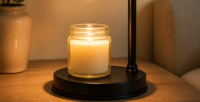 aesthetic home decor with cozy ambient lighting and candle warmer lamp