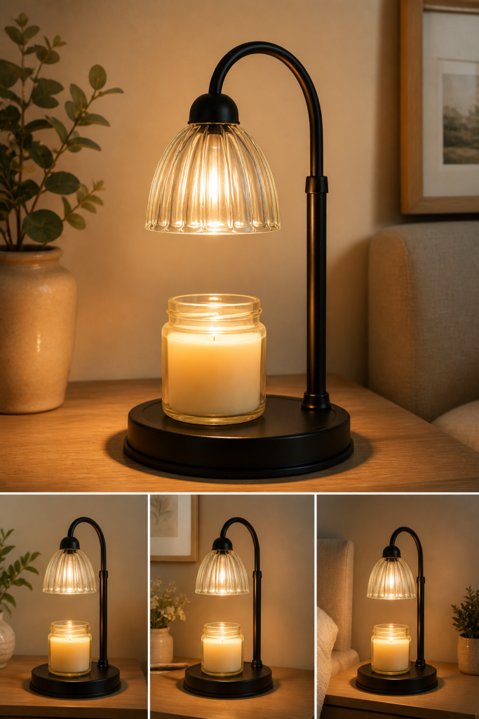 aesthetic home decor with cozy ambient lighting and candle warmer lamp