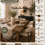 cozy modern farmhouse dining room with rustic wood table and amazon decor finds