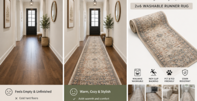 hallway decor with runner rug before and after transformation