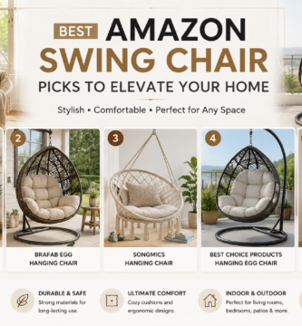 A collection of stylish Amazon swing chairs including hanging egg chairs and hammock chairs for modern indoor and outdoor home decor.