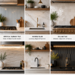 Contemporary kitchen backsplash ideas featuring modern subway tile, marble slab, zellige tile, geometric tile, and luxury backsplash designs.
