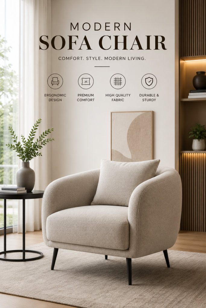 Modern Sofa Chair in a Contemporary Living Room