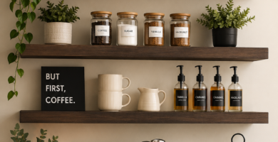 Floating Shelves for Coffee Bar